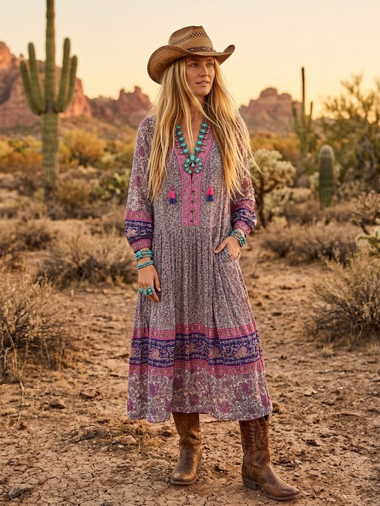 Spell Dresses & Skirts - Spell Boho Long Sleeve Floral Maxi Dress